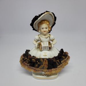 Vintage Wales Made In Japan Porcelain Girl With Concertina Figurine